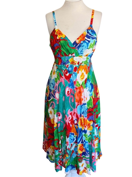 Vintage Dresses & Skirts - Vintage Jans World Origami Flower Colorful Artsy Vacation Travel Size L